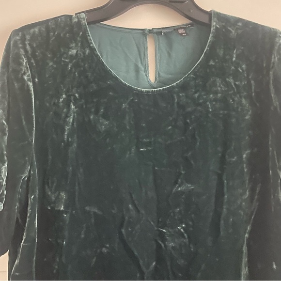 Eileen Fisher NWT Dark Green Velvet Short Sleeved Shirt 20858 - Picture 6 of 10